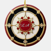 Verziertes Gold-Blumendesign Keramik Ornament (Hinten)