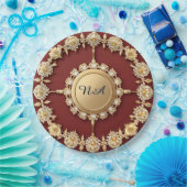 Verziertes Gold-Blumendesign Pappteller (Party)