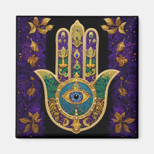 Verziertes Gold Drittes Auge Hamsa Magnet