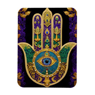 Verziertes Gold Drittes Auge Hamsa Magnet