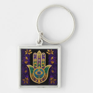 Verziertes Gold Drittes Auge Hamsa Schlüsselanhänger