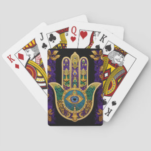 Verziertes Gold Drittes Auge Hamsa Spielkarten