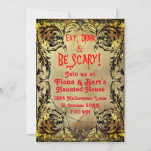 Verziertes Gold Frame Halloween-Party Einladung