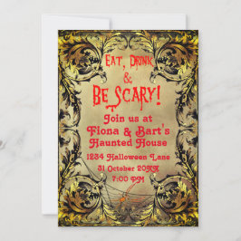 Verziertes Gold Frame Halloween-Party Einladung