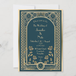 Verziertes Gold - Hochzeitseinladung Einladung