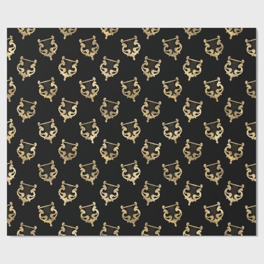 Verziertes Gold-Mermaid-Harnolle-Overlay Geschenkpapier (Flach)