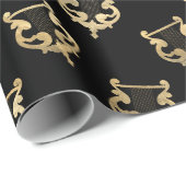 Verziertes Gold-Mermaid-Harnolle-Overlay Geschenkpapier (Rolleneckpunkt)