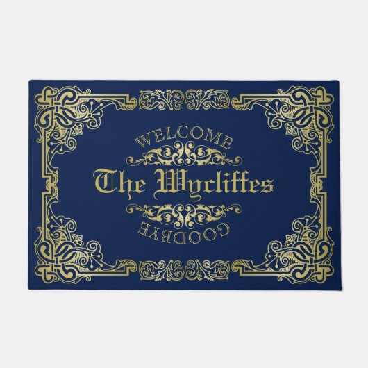 Verziertes Gold Monogramm Wählen Sie Ihre Hintergr Fußmatte (Vorderseite)