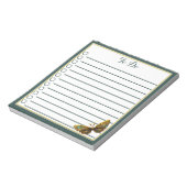 Verziertes Gold und Aquamarine Schmetterlingsliste Notizblock (Rotiert)