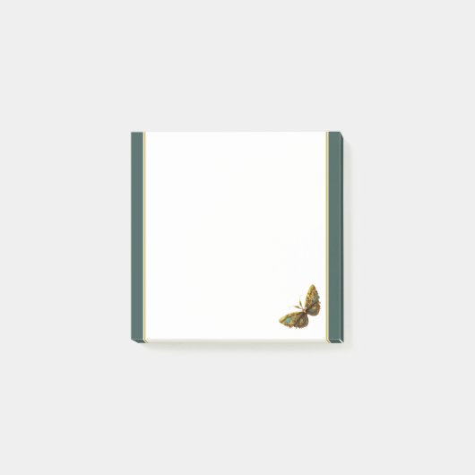 Verziertes Gold und Aquamariner Schmetterling 3"x3 Post-it Klebezettel (Vorderseite)