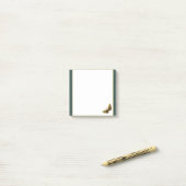 Verziertes Gold und Aquamariner Schmetterling 3"x3 Post-it Klebezettel (Auf Schreibtisch)