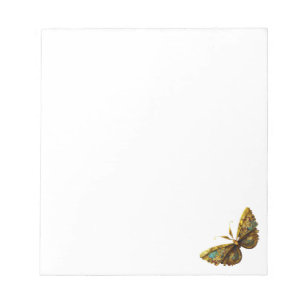 Verziertes Gold und Aquamariner Schmetterling Notizblock
