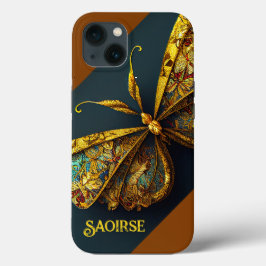 Verziertes Gold und Aquamarines Schmetterling Case-Mate iPhone Hülle