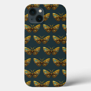 Verziertes Gold und Aquamarines Schmetterling Case-Mate iPhone Hülle