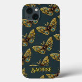 Verziertes Gold und Aquamarines Schmetterling Case-Mate iPhone Hülle (Rückseite)