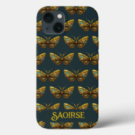 Verziertes Gold und Aquamarines Schmetterling Case-Mate iPhone Hülle
