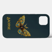 Verziertes Gold und Aquamarines Schmetterling Case-Mate iPhone Hülle (Rückseite (Horizontal))