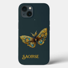 Verziertes Gold und Aquamarines Schmetterling Case-Mate iPhone Hülle