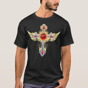 Verziertes Gold und Silber verschönert Heiligkreuz T-Shirt