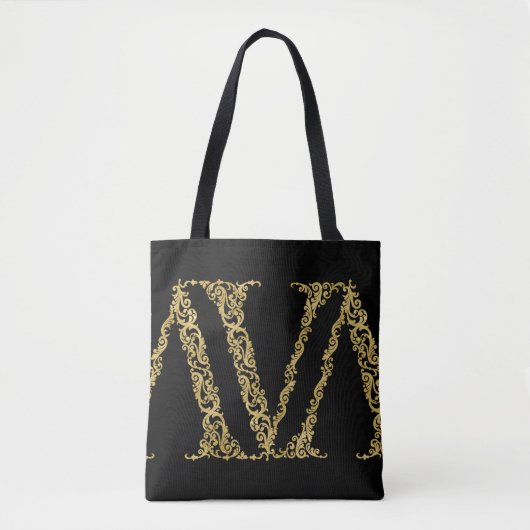 Verziertes Gold V Monogram Erstdesign auf einer be Tasche (Vorderseite)