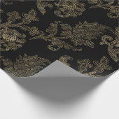 Verziertes Gold Vintager BlumenDamaskus Geschenkpapier (Ecke)
