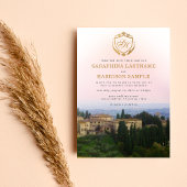 Verziertes Gold Wappen Wasserfarbe Toskana Italien Einladung