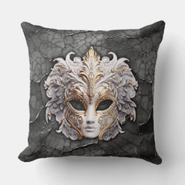 Verziertes Gold / Weiße Details auf grauem Marmor Kissen