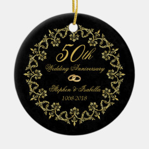 Verziertes Gold zum 50. Geburtstag der Black Weddi Keramik Ornament