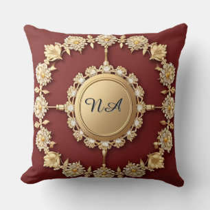 Verziertes goldenes Blumendesign Kissen