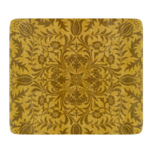 Verziertes goldenes Blumenmuster mit symmetrischen Schneidebrett