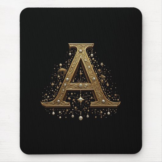 Verziertes goldenes Buchstabe A Luxus-Monogramm im Mousepad (Vorne)