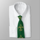 Verziertes goldenes Fleur-de-lis Mardi Gras grüner Krawatte (Gebunden)