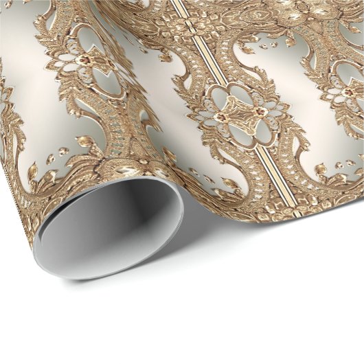 Verziertes Goldpapier Geschenkpapier (Rolleneckpunkt)