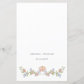 Verziertes "Grace Pastel Blush Floral Wedding Menu (Rückseite)