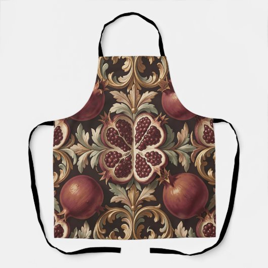 Verziertes Granatapfelfrucht Barockmuster Dunkelro Schürze (Vorderseite)
