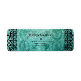 Verziertes Green Damask Gothic Address Label.
