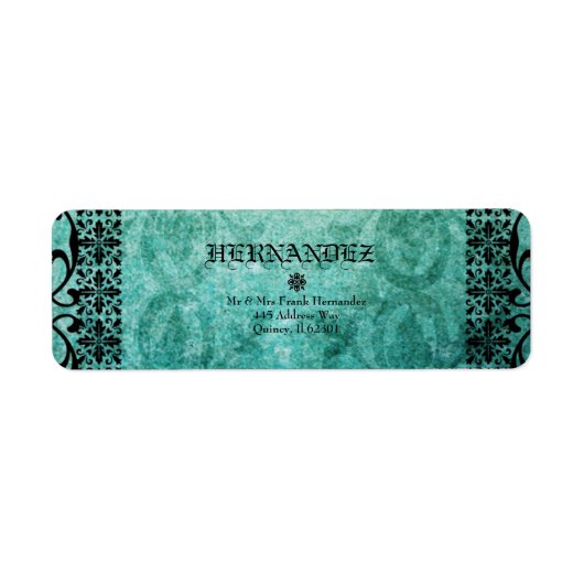 Verziertes Green Damask Gothic Address Label. (Vorne)