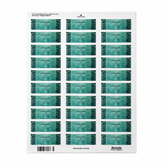 Verziertes Green Damask Gothic Address Label. (Vorne)