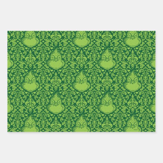 Verziertes Green Grinch-Muster Geschenkpapier Set (Vorderseite 3)