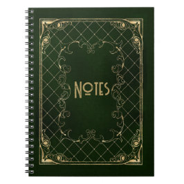 Verziertes Green und Gold Frame Notebook Notizblock