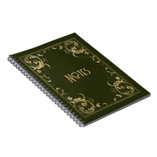 Verziertes Green und Gold Frame Notebook Notizblock (Rechte Seite)
