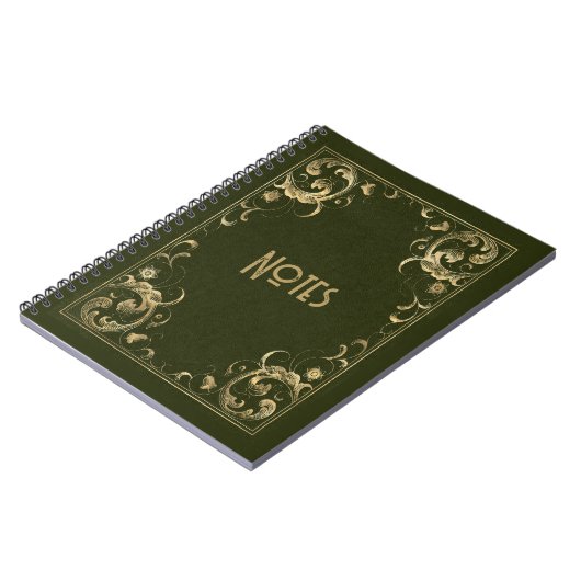 Verziertes Green und Gold Frame Notebook Notizblock (Linke Seite)