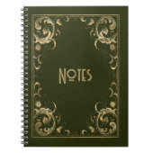 Verziertes Green und Gold Frame Notebook Notizblock (Vorderseite)