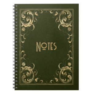 Verziertes Green und Gold Frame Notebook Notizblock