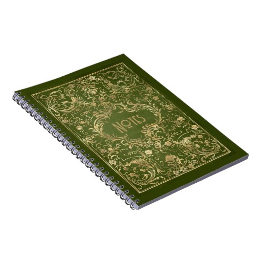 Verziertes Green und Gold Frame Notebook Notizblock (Rechte Seite)