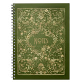 Verziertes Green und Gold Frame Notebook Notizblock (Vorderseite)