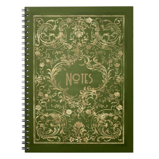 Verziertes Green und Gold Frame Notebook Notizblock (Vorderseite)