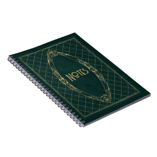 Verziertes Green und Gold Frame Notebook Notizblock (Rechte Seite)
