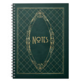 Verziertes Green und Gold Frame Notebook Notizblock (Vorderseite)