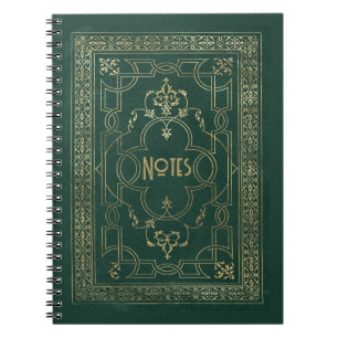 Verziertes Green und Gold Frame Notebook Notizblock